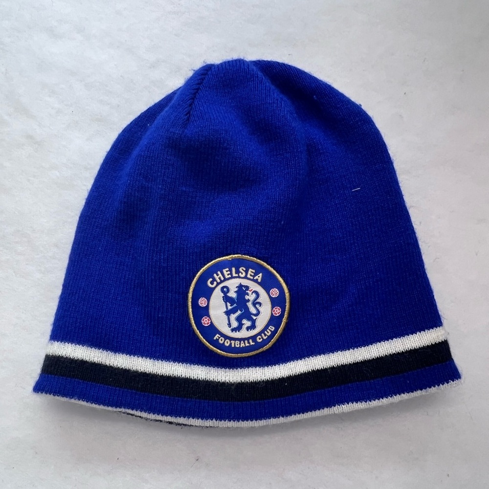 Chelsea Football Club Beanie Blue FC Soccer Futbol Hat OS Reversible Knit SC Cap